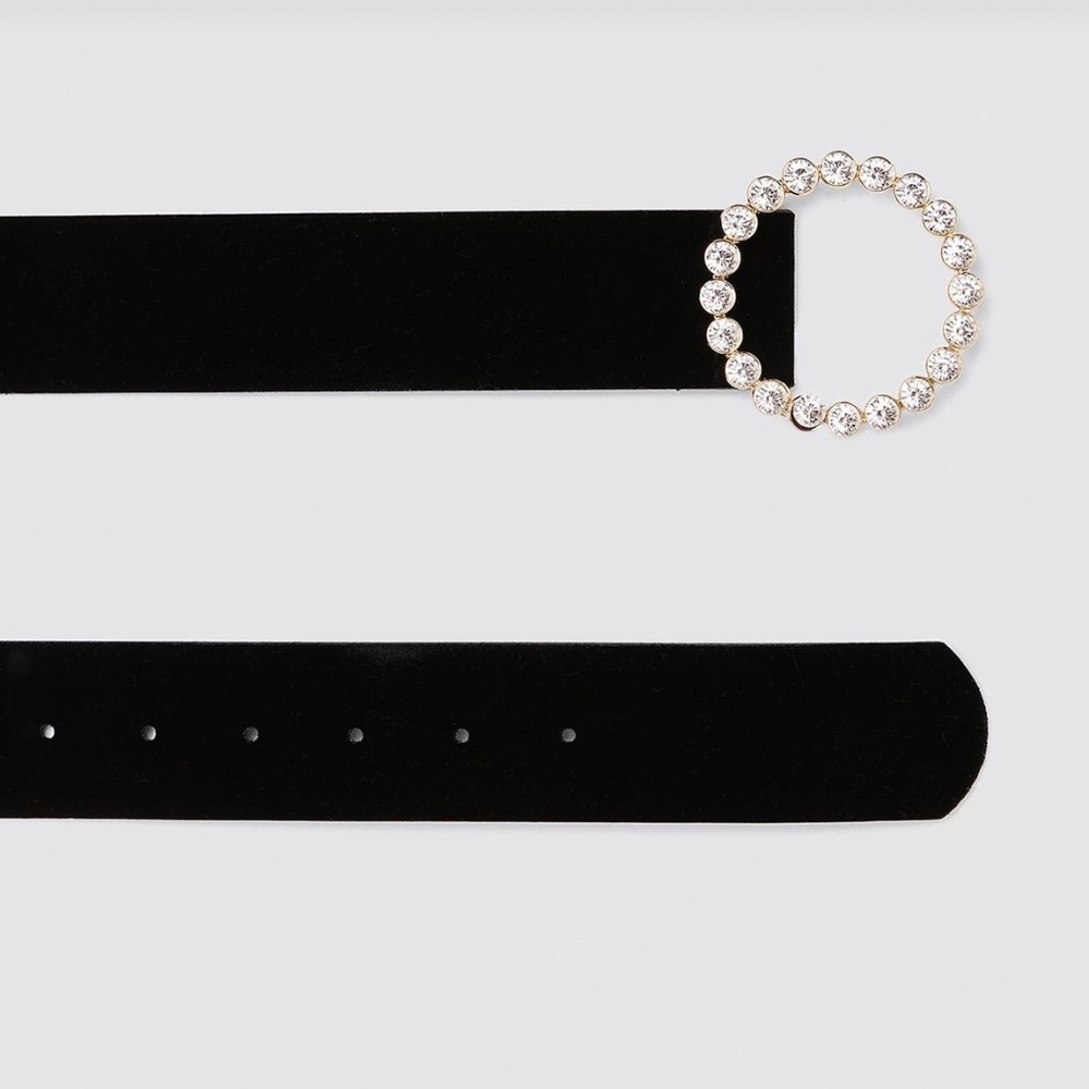 ZARA NWT VELVET BLACK BELT WITH JEWELED BUCKLE